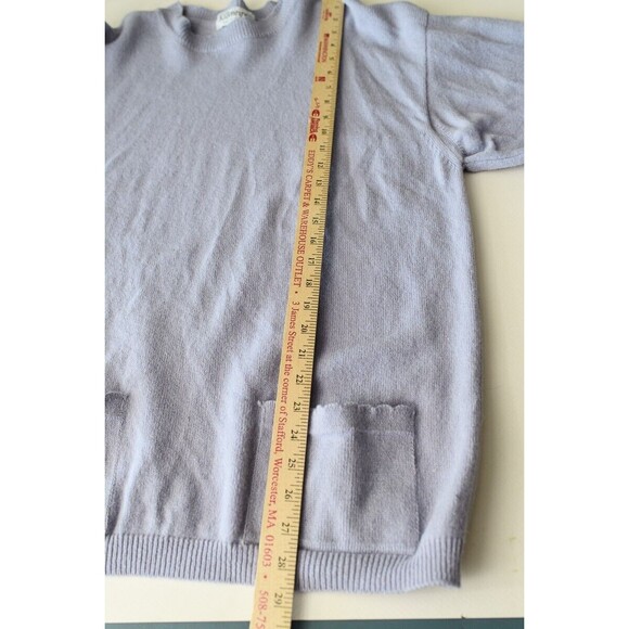 Vtg Kilkenny Lavender periwinkle Purple Wool Sweater Ireland Women's L Pockets - Picture 5 of 5